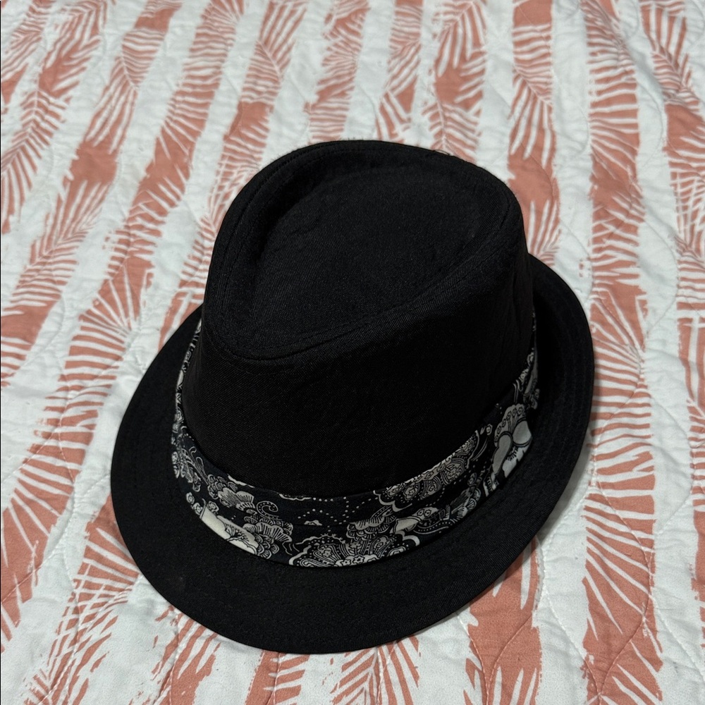 ALDO Black Fedora with Paisley Band